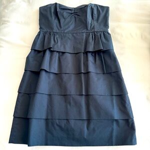 J. Crew Strapless LBD with Peplum Top Tiered Bottom Size 2 Excellent